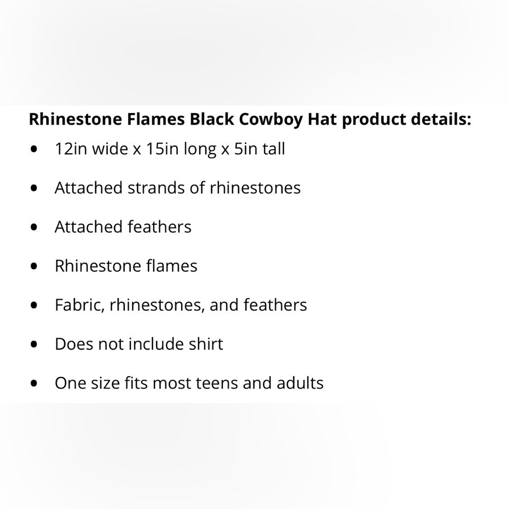Black flame felt cowboy  hat  White Faux Fur Trim and dangling rhinestones - Picture 4 of 11